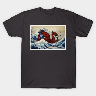 Welsh Dragon in the Great Wave off kanagawa T-Shirt